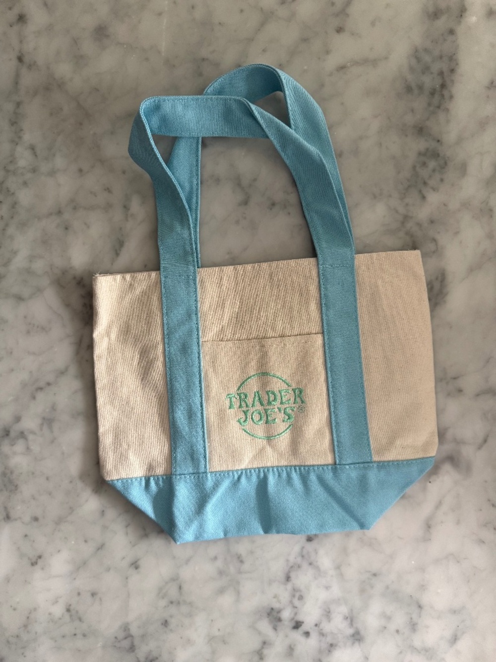 Trader Joe’s Mini Pastel Canvas Tote Blue Spring Easter Bag